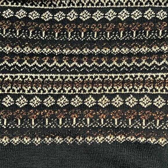 Chaps Classics Boat Neck Knit Sweater 3/4 Sleeve Petite Large Black Metallic Gol - Picture 9 of 14